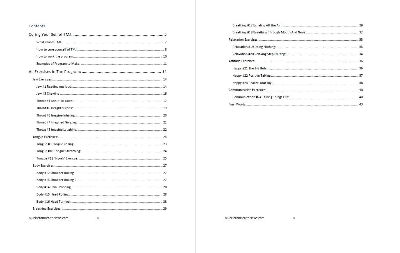 The TMJ Solution's Table of Contents