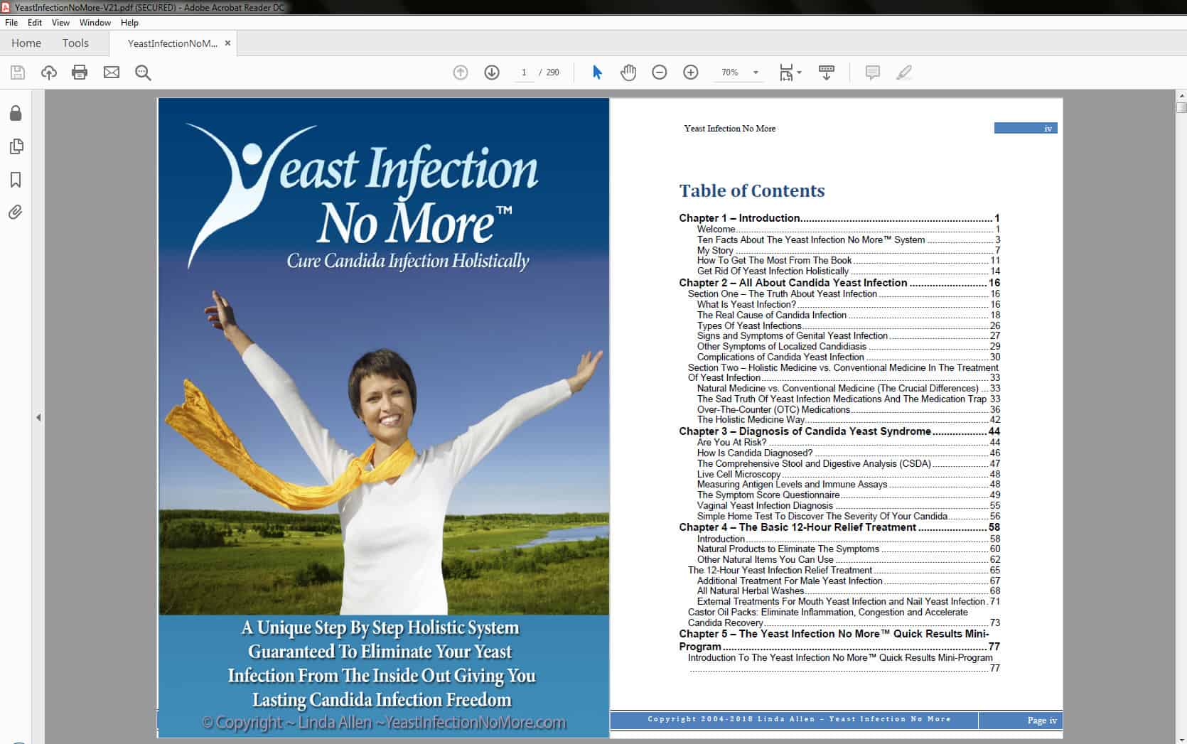 Yeast Infection No More Table of Contents