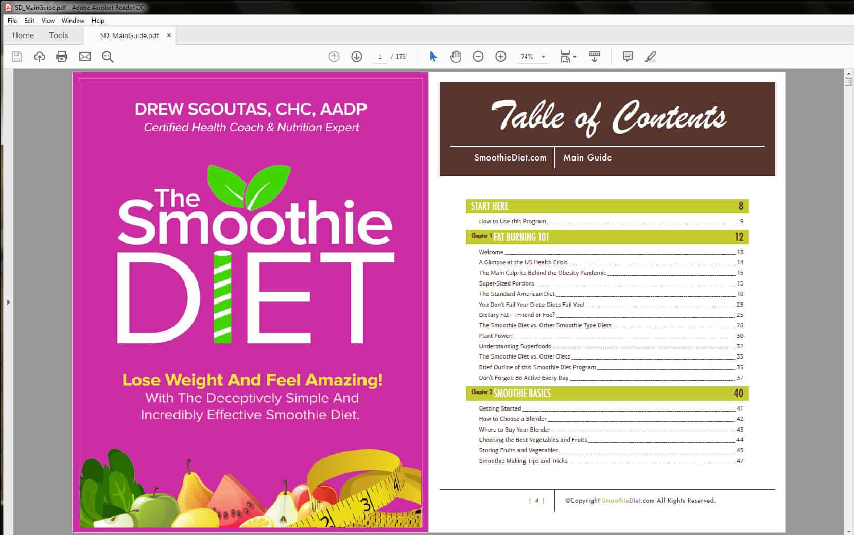 The Smoothie Diet Table of Contents
